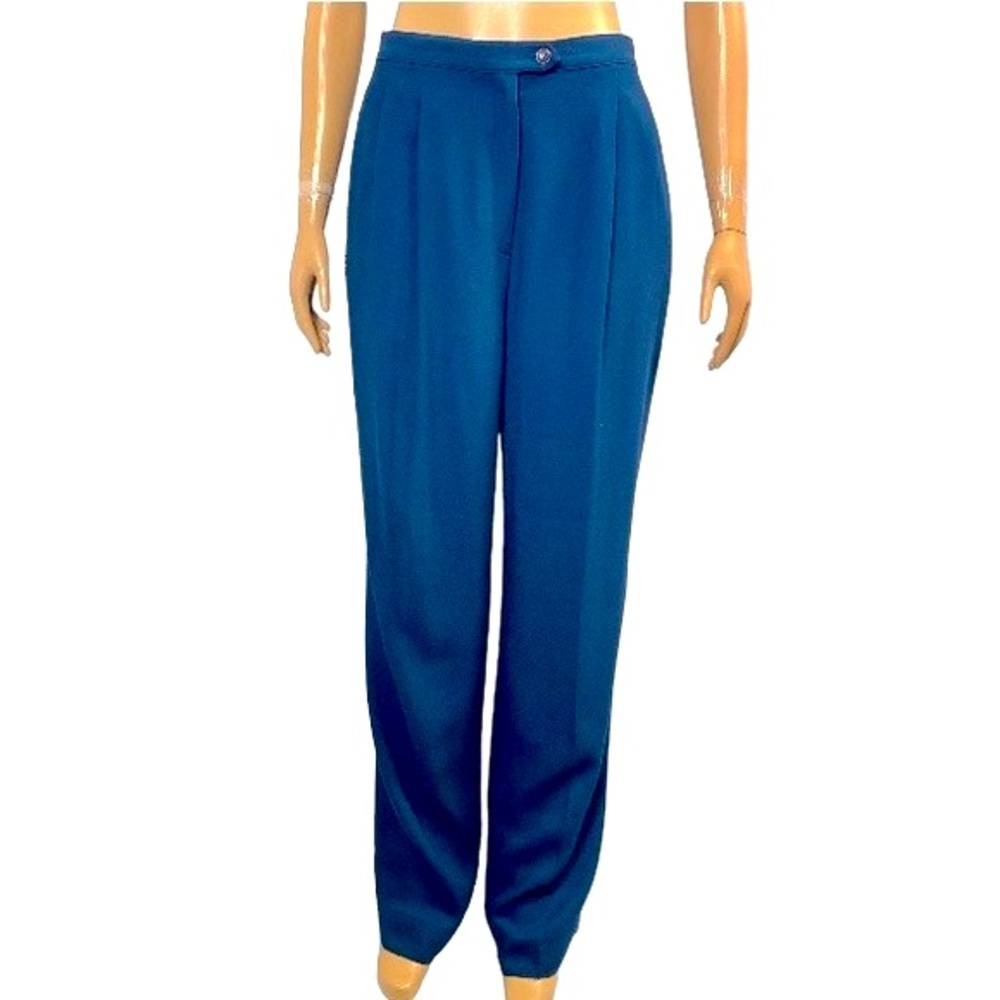 Vintage 90s Kasper ASL Pants Pleated lined Trousers Teal Green size 16
